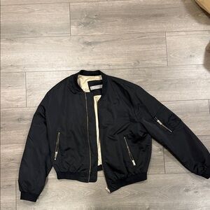 Zara Black Bomber Jacket with Cream Lining